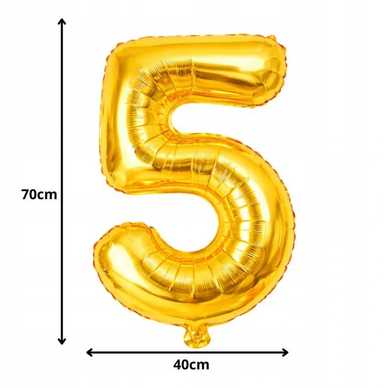 Fóliový balón číslo 5 zlatý 66 cm