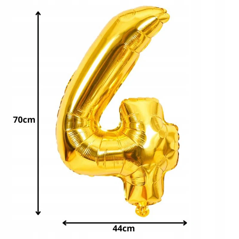 Fóliový balón číslo 4 zlatý 66 cm