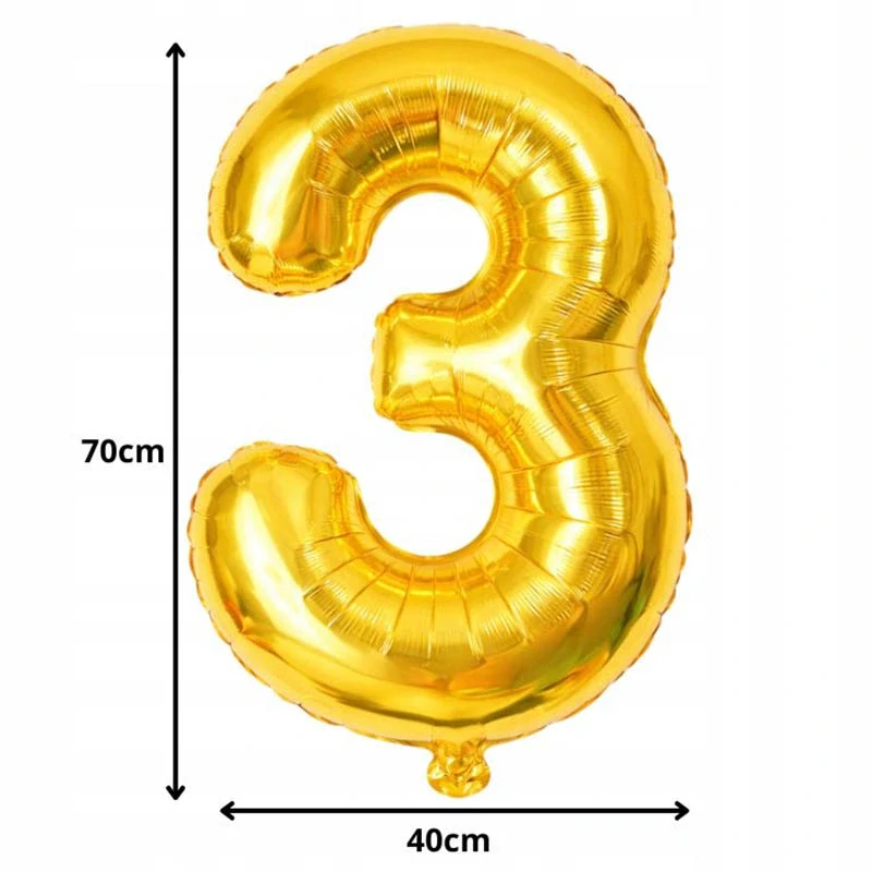 Fóliový balón číslo 3 zlatý 66 cm