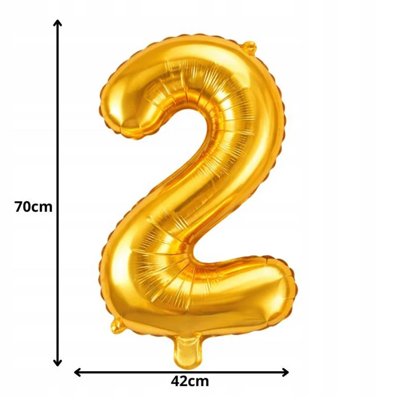 Fóliový balón číslo 2 zlatý 66 cm