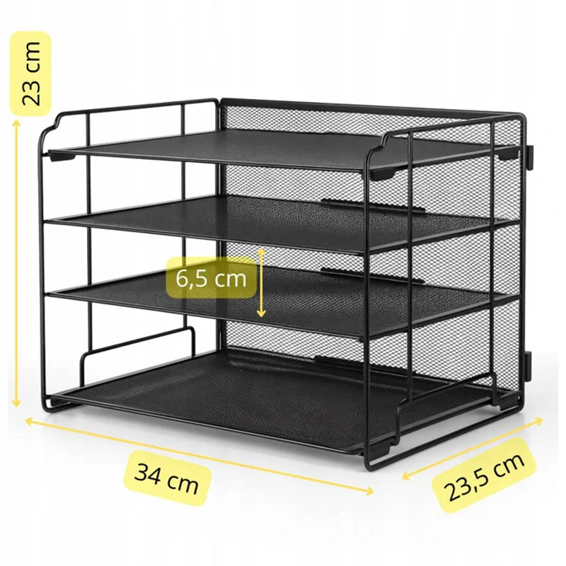 Organizér na dokumenty A4 so 4 priehradkami kovový