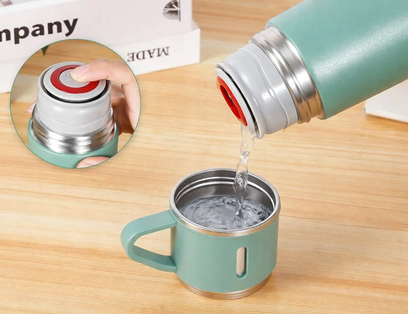 Termoska 400 ml s 3 pohármi zelená