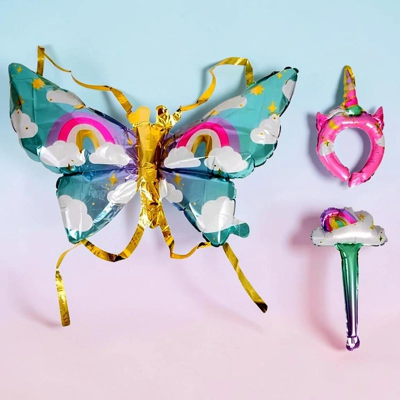 Sada kostýmu z fóliového balóna s krídlami, diadémom a palicou