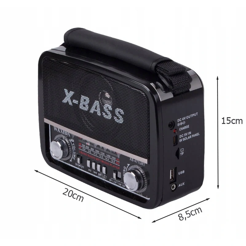 Prenosné retro rádio s MP3 prehrávačom X-BASS čierne