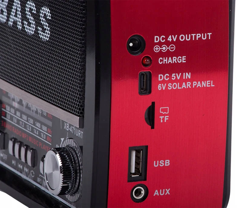 Prenosné retro rádio s MP3 prehrávačom X-BASS červené