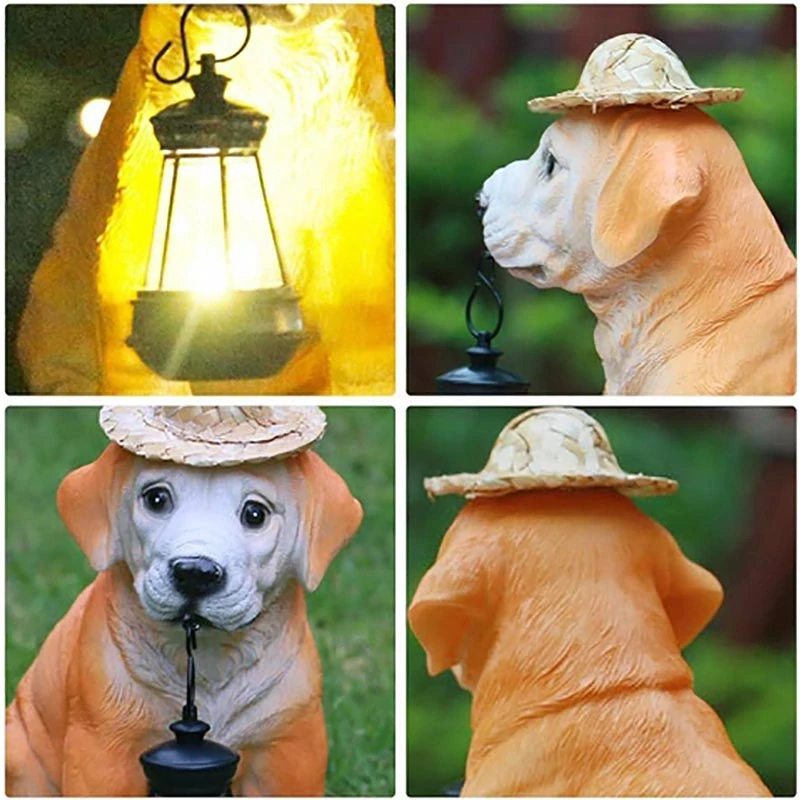 Solárny lampáš Labrador s klobúkom