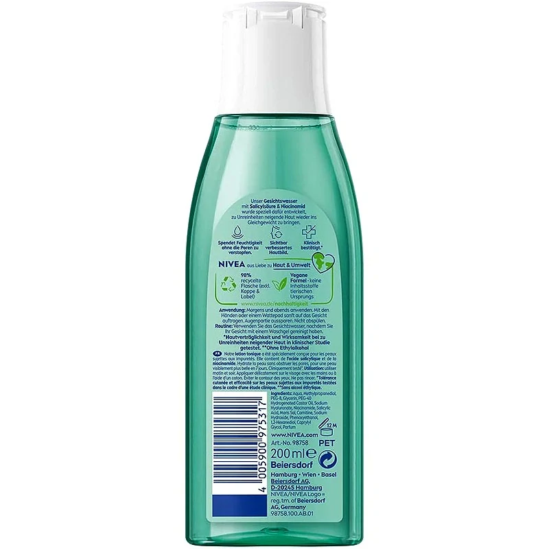 NIVEA Derma Skin Clear pleťové tonikum s kyselinou salicylovou a niacínamidom 200 ml