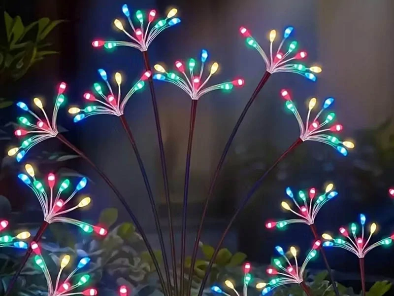 Solárna záhradná LED lampa s efektom ohňostroja – 2 ks