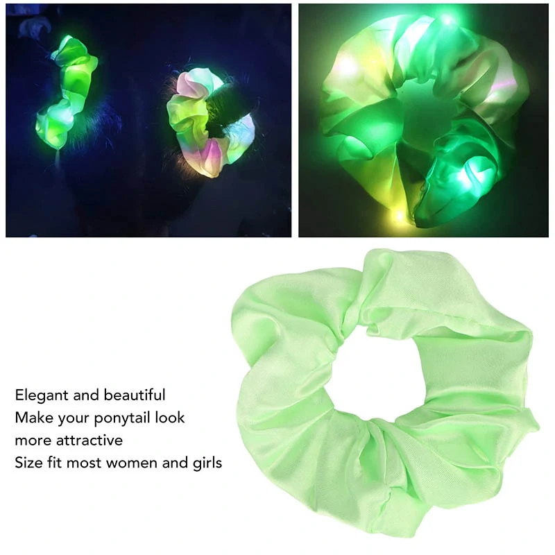 LED svietiaca gumka do vlasov – zelená scrunchie