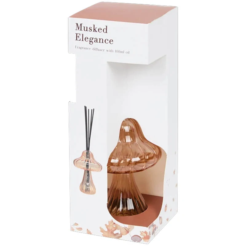 Hríbový tyčinkový difuzér 100 ml – vôňa vanilky a broskyne (jantárové sklo)