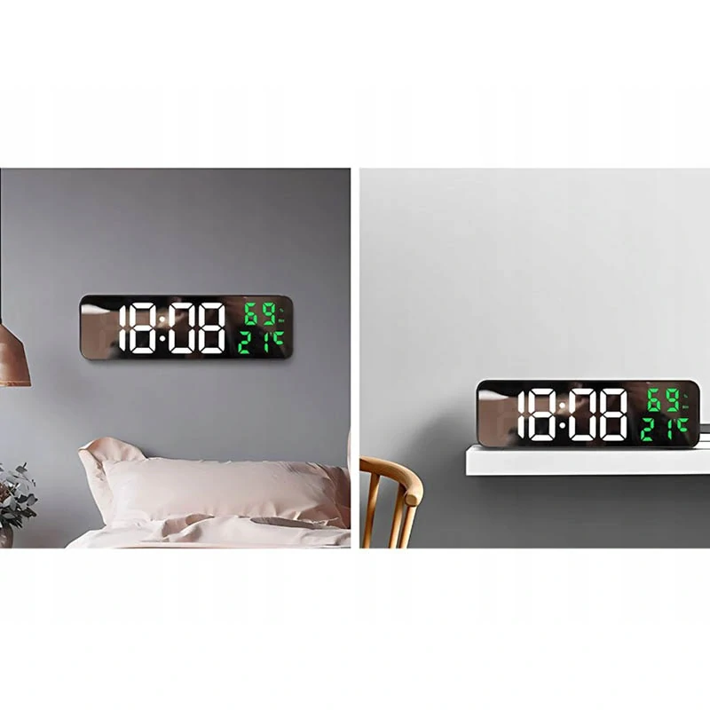 LED digitálny budík s teplomerom, vlhkomerom a zrkadlom