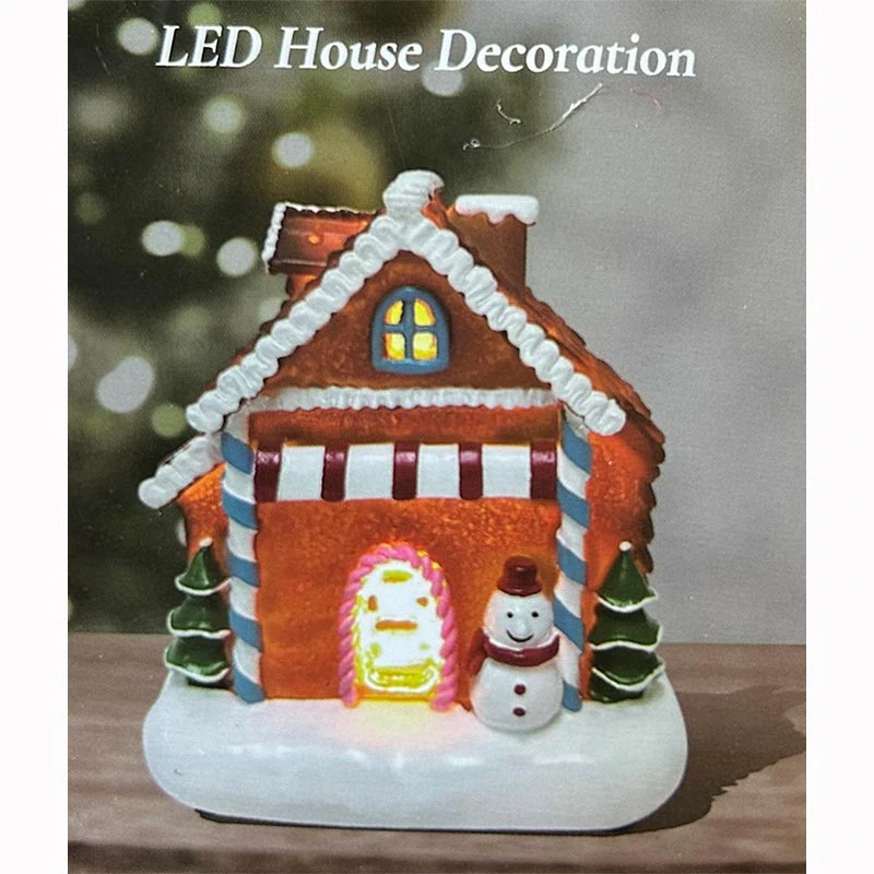 LED vianočný perníkový domček so snehuliakom