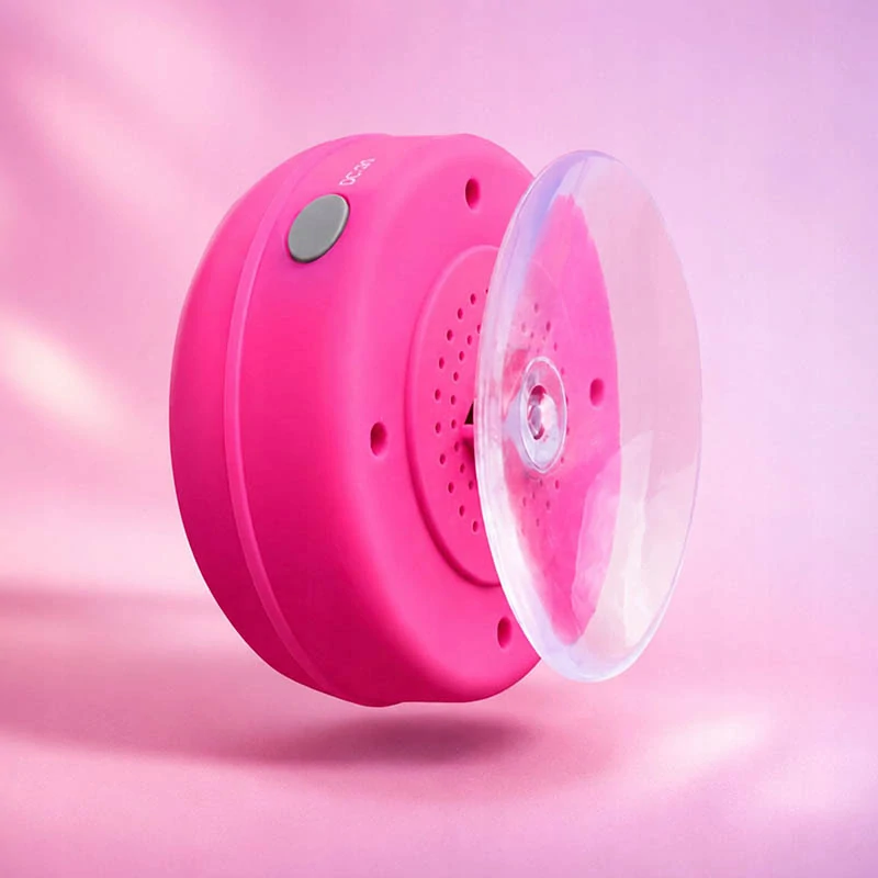 Ružový mini Bluetooth reproduktor s prísavkou IPX4