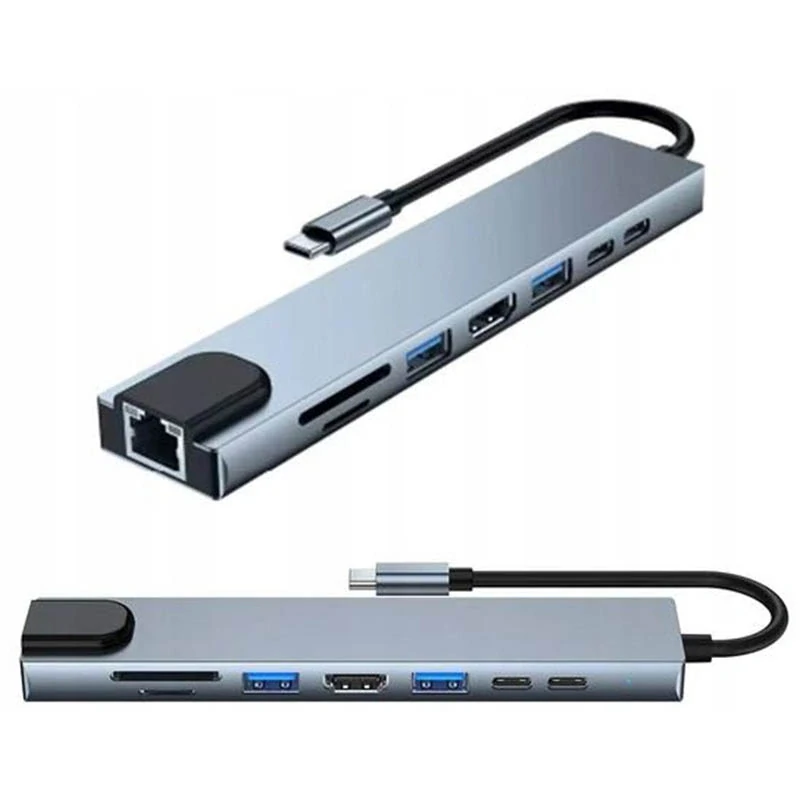 USB-C HUB 8 v 1 s HDMI, USB 3.0, LAN, SD a microSD