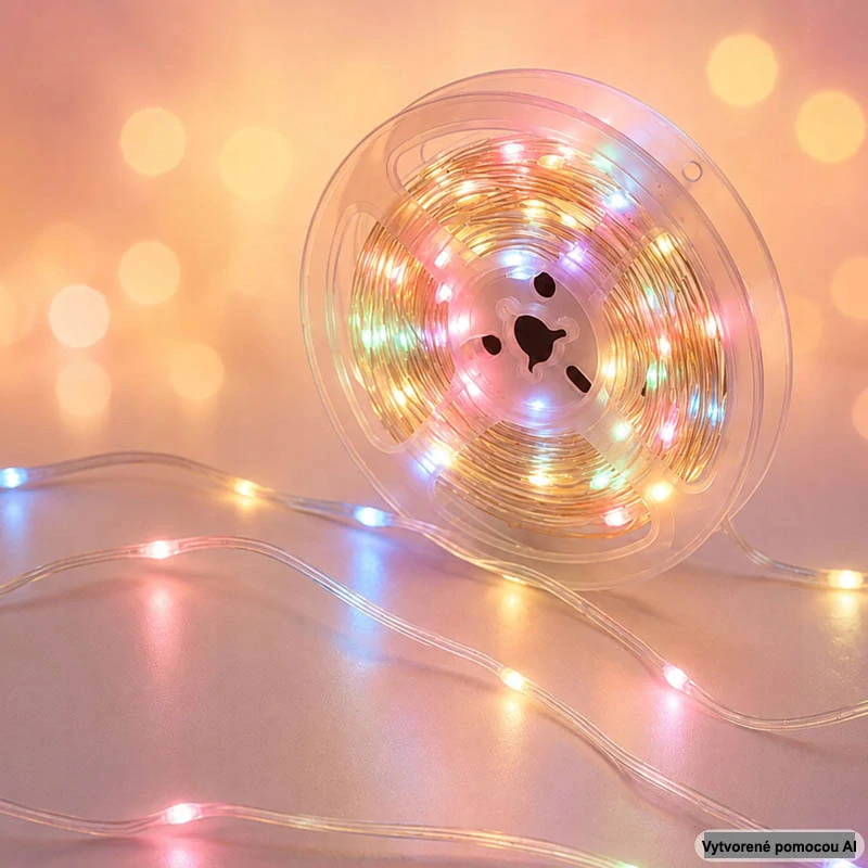 RGB LED svetelná reťaz 10 m USB s diaľkovým ovládaním, aplikáciou a Music Sync