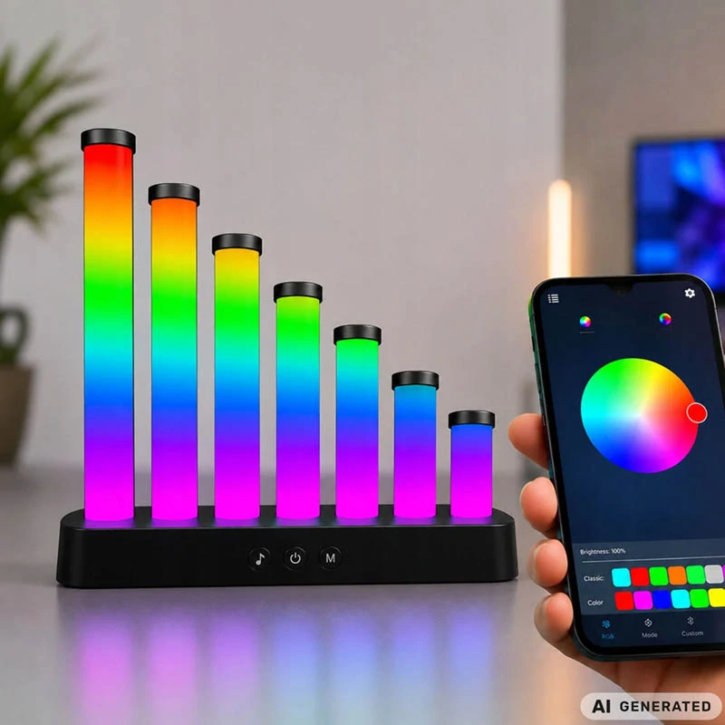 Dekoratívna RGB LED lampa Equalizer s Music Sync, aplikáciou a ovládačom