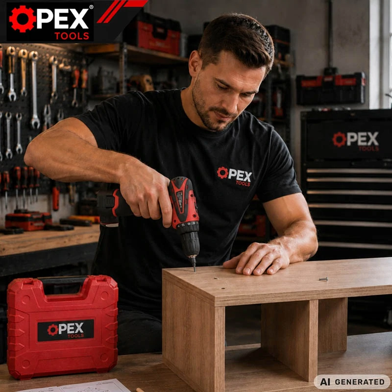 Aku vŕtačka a skrutkovač Opex 12 V s 2 batériami, príslušenstvom a kufríkom