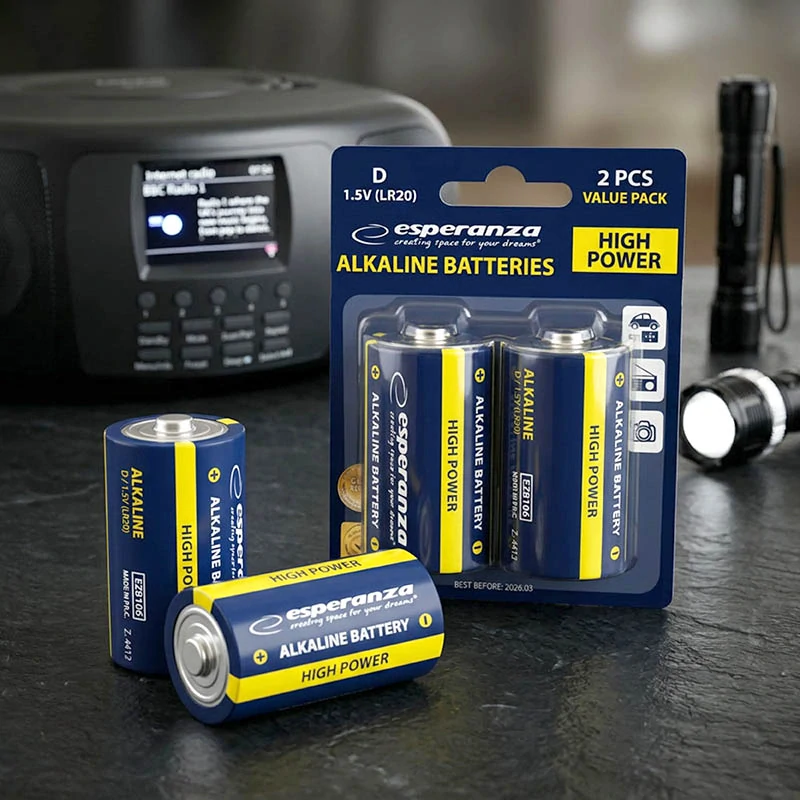 Alkalické batérie Esperanza D LR20 1,5 V – 2 ks