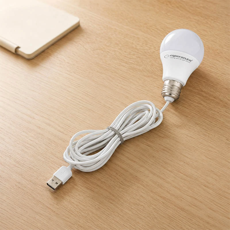 USB LED žiarovka Esperanza 5 W s káblom 2,5 m