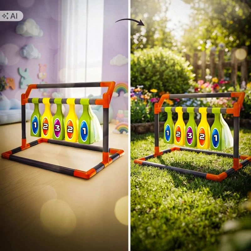 Detská hra na hádzanie na cieľ s vrecúškami a bodovaním