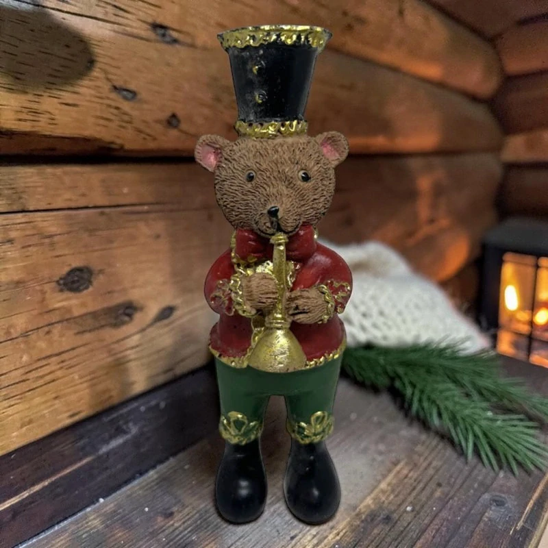 Vianočná figúrka medvedík trubkár 17,5 cm