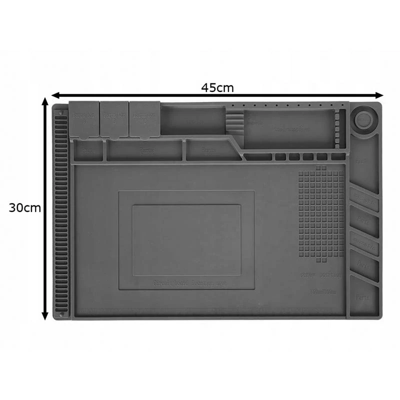 Silikónová servisná podložka na spájkovanie 45 × 30 cm sivá