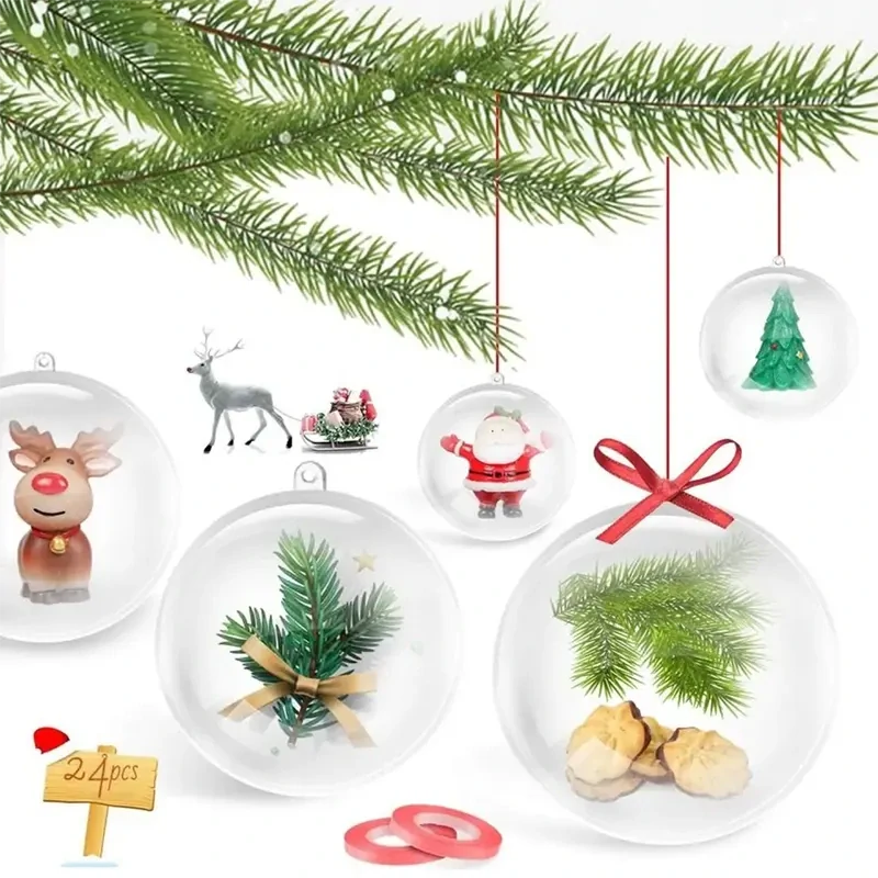 Priehľadné akrylové vianočné gule 12 cm – 5 ks