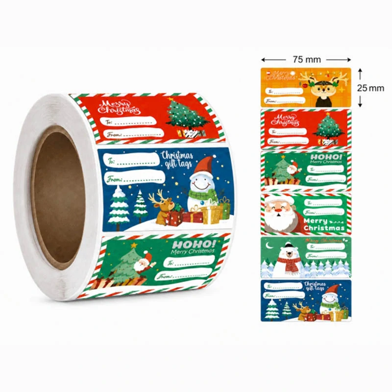 Vianočné samolepiace menovky na darčeky 75 × 25 mm – 200 ks