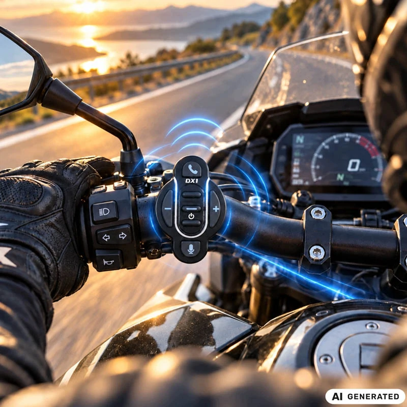 Bluetooth ovládač na riadidlá motocykla DX1 IPX6