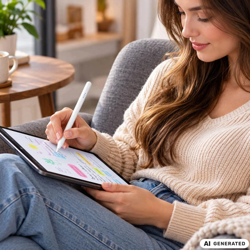 Aktívne dotykové pero na tablet a telefón – USB-C, 2 mm, biele