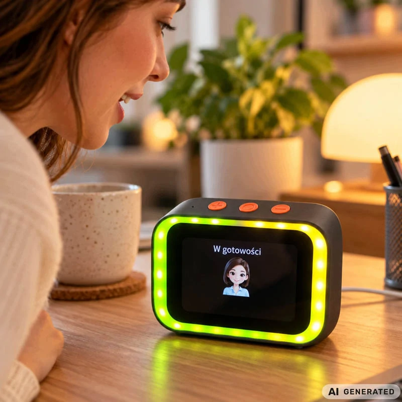 Inteligentný AI budík s dotykovým displejom, Bluetooth a reproduktorom čierny