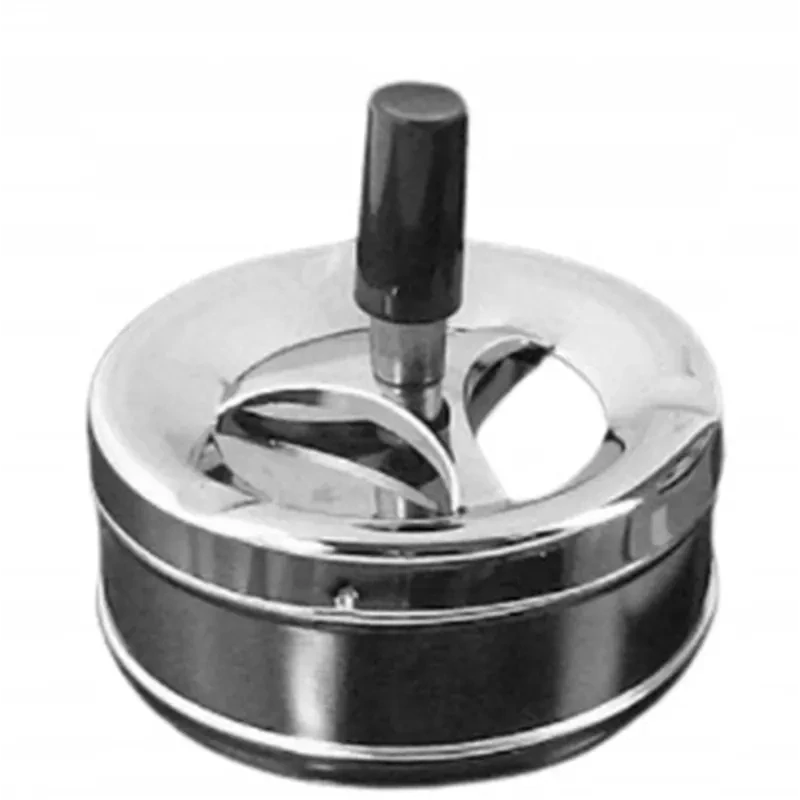 Otočný kovový popolník uzatvárateľný strieborný 9,3 cm