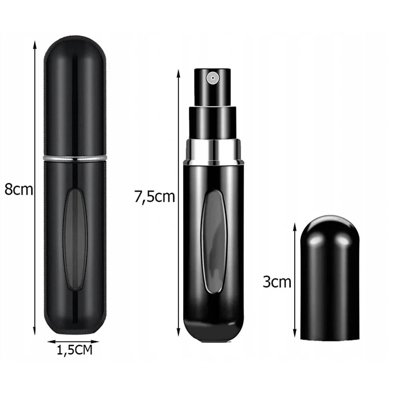 Cestovný atomizér na parfumy 5 ml čierny