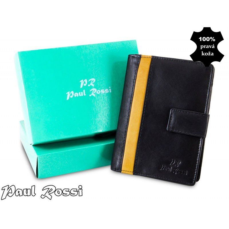 Peňaženka kožená Paul Rossi black/tan