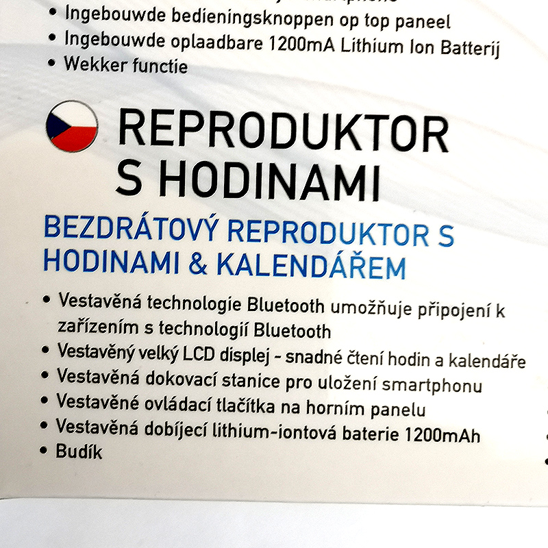 SOUNDLOGIC bezdrôtový reproduktor s hodinami No.17955