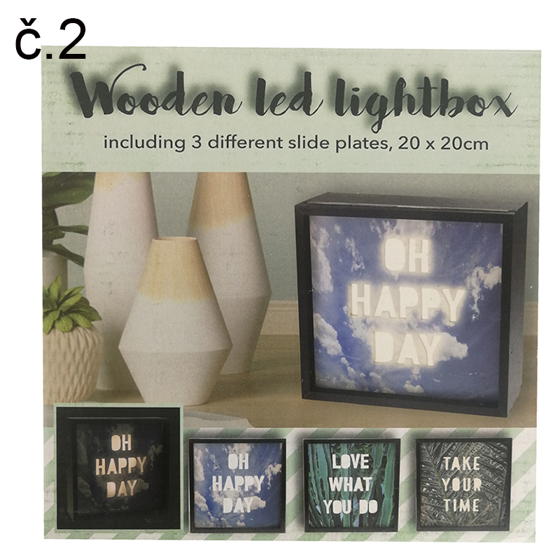 Drevený stojan s meniacimi sa LED obrázkami 