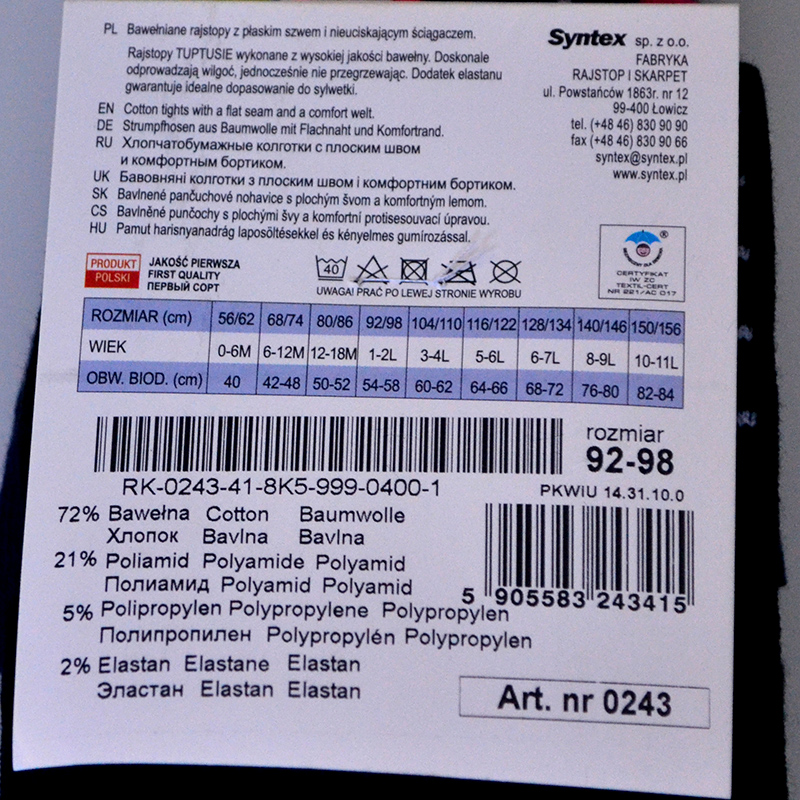 Tuptusie Pančuchy bavlnené 92-98 - 1-2 roky