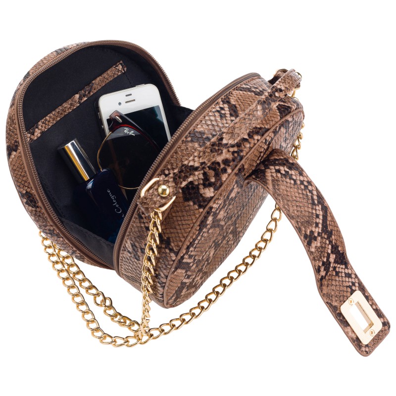 CAVALDI Kabelka kožená okrúla camel/black