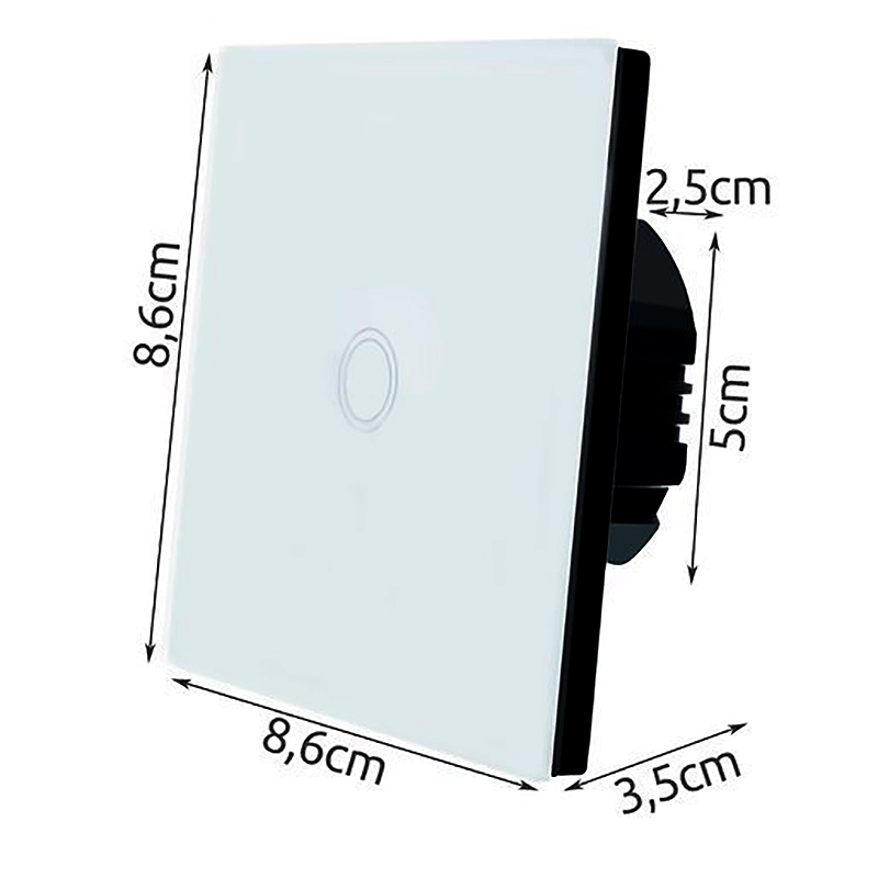 Vypínač dotykový sklenený biely