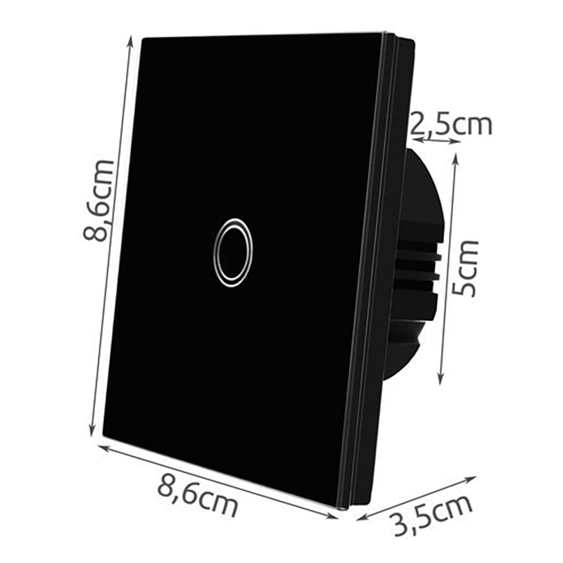 Vypínač dotykový sklenený čierny