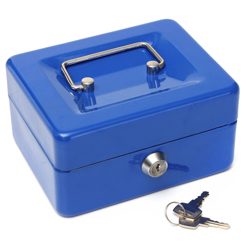 Trezor kovový 15 x 12 x 8cm modrý