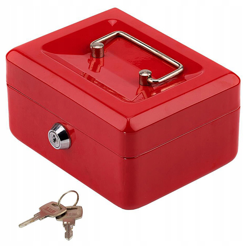 Trezor kovový 15 x 12 x 8cm červený