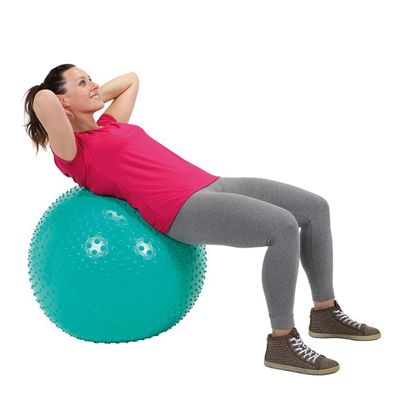 Masážna gymnastická lopta 65 cm s pumpou strieborná