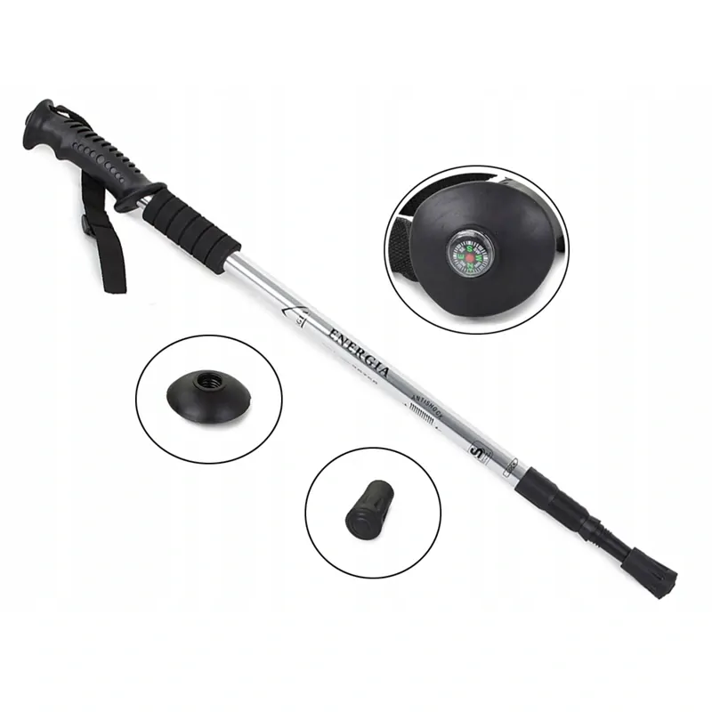 Teleskopická turistická palica Nordic strieborná