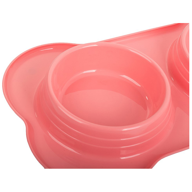 Dvojitá miska na krmivo pre psa ružová 2 x 0,4 L