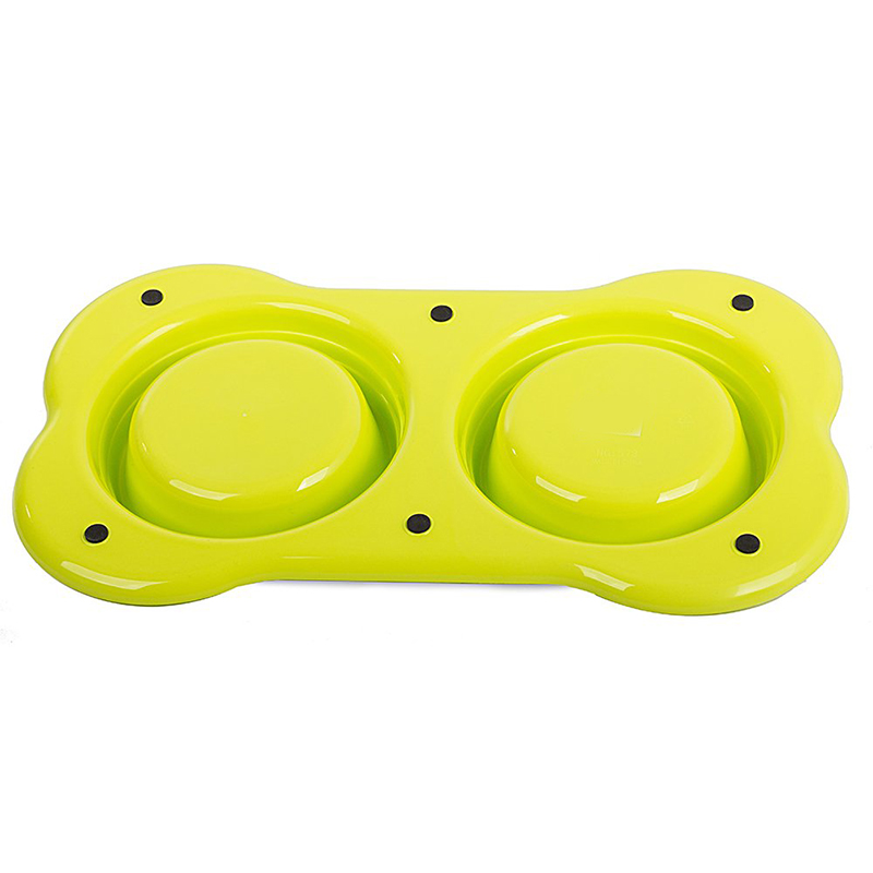 Dvojitá miska na krmivo pre psa zelená 2 x 0,4 L