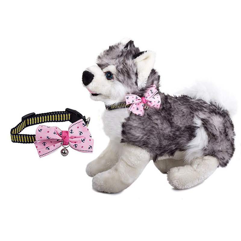 Obojok s mašľou a zvončekom šírka 1,5 cm