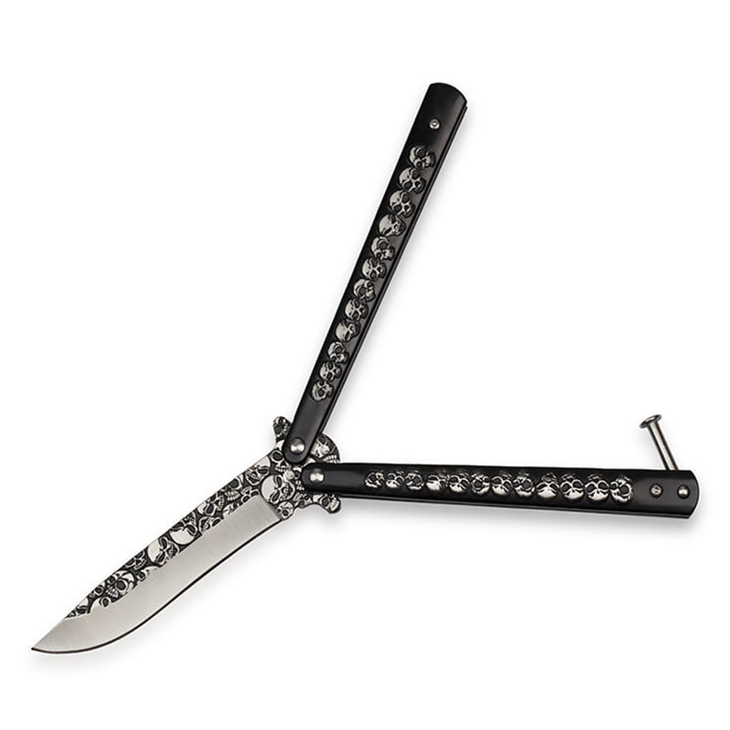 Nôž motýlik Kandar Black Skull