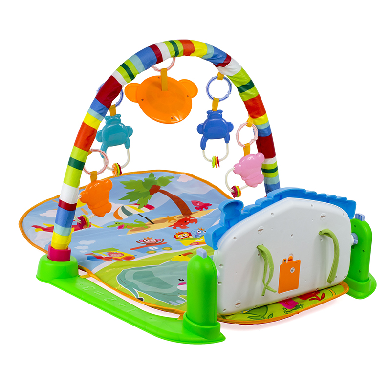 Vzdelávacia podložka pre deti 4 v 1 + piáno + hračky na zavesenie