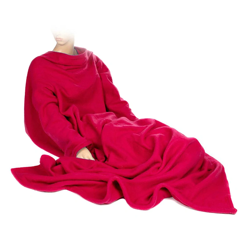 Flísová deka s rukávmi červená